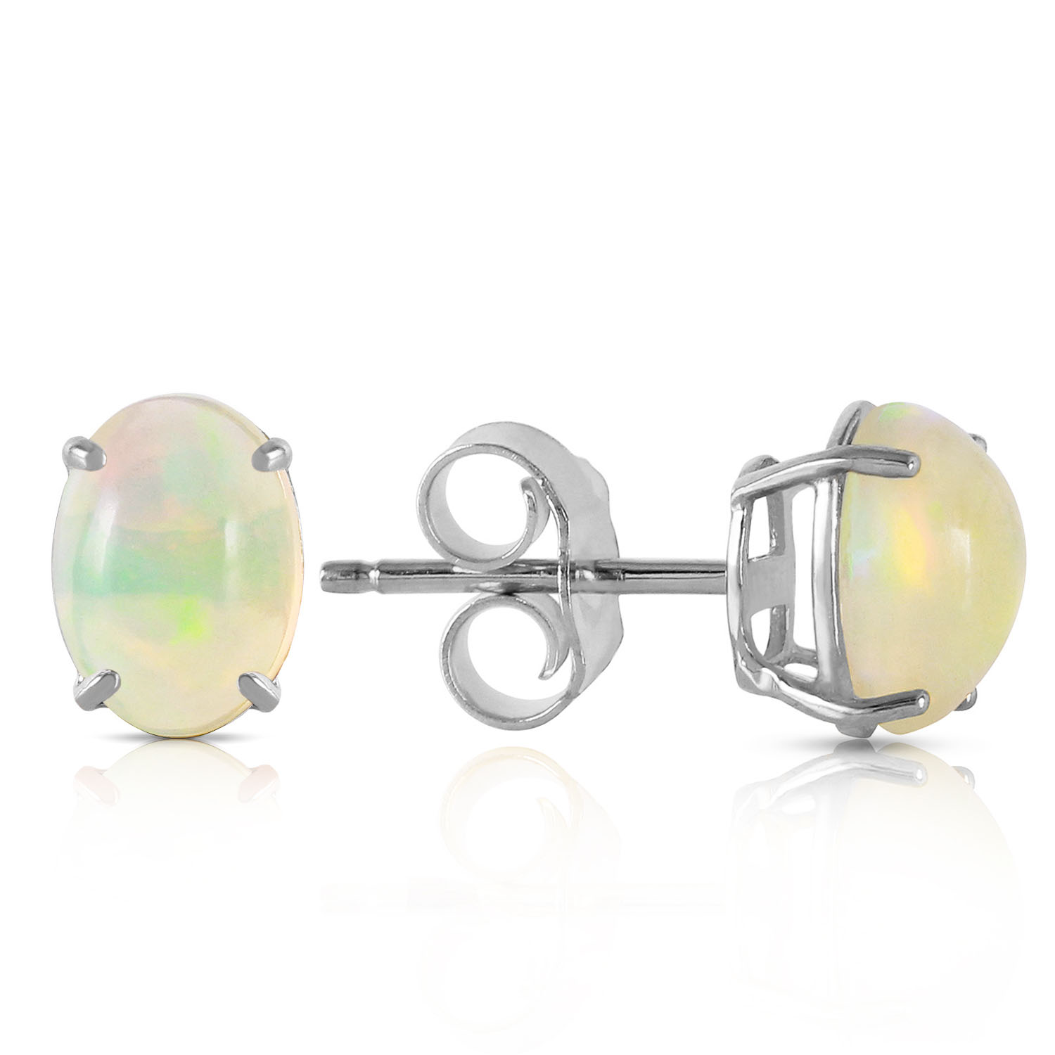 14k Solid Gold Stud Earring With Natural Opals White Gold 1017$